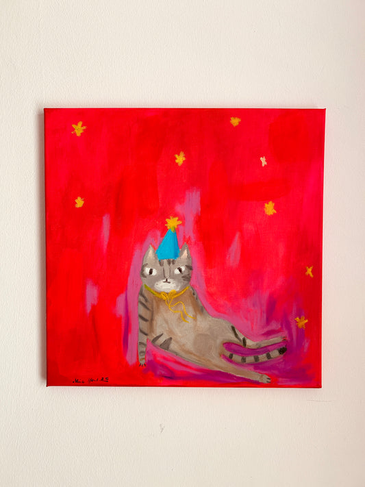 Cat party - Acryl/Öl 40x40 cm