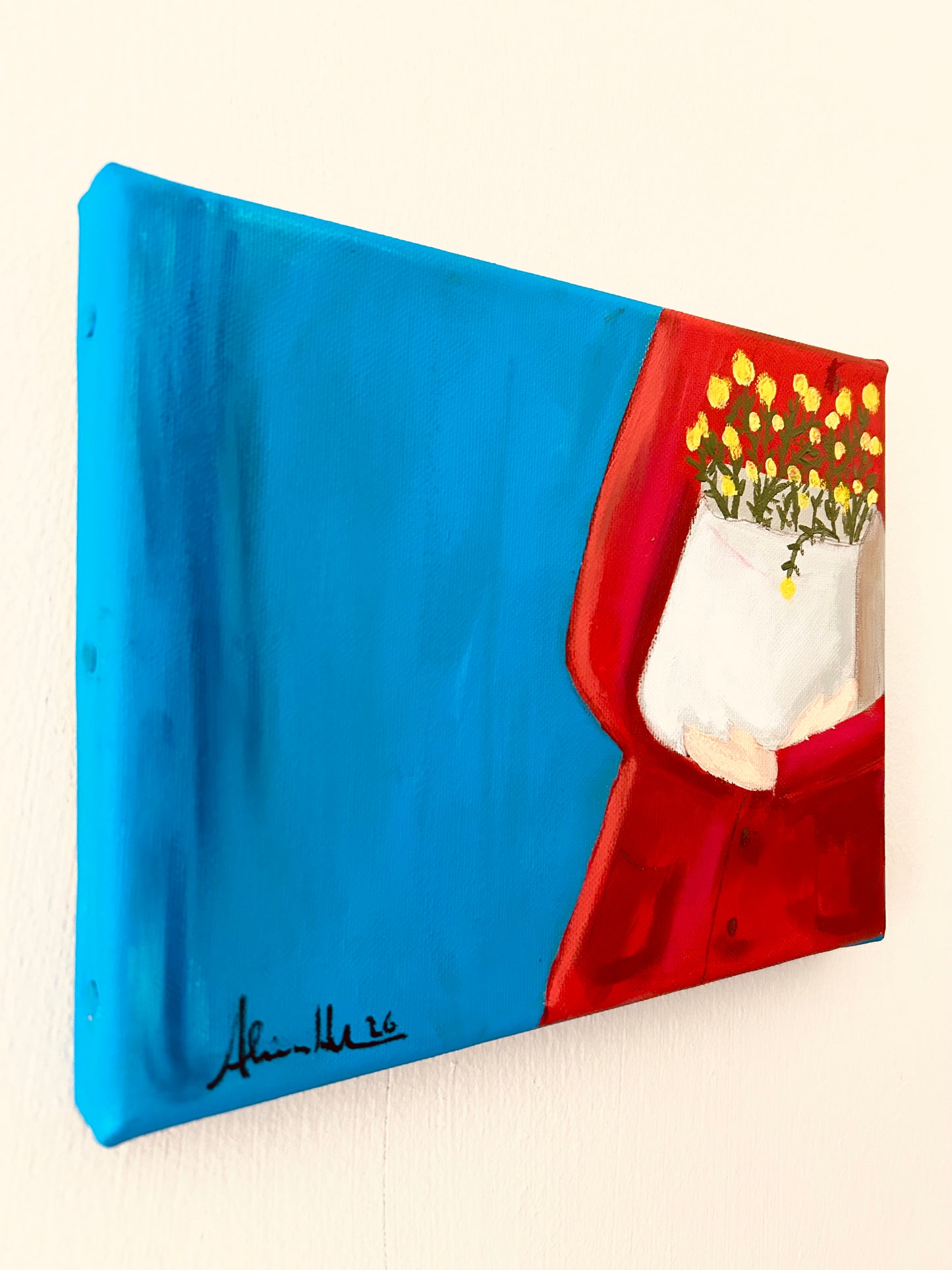 Original Acrylgemälde Shopping – naive Kunst, 23,5x18 cm – Alina Hahn, Studio Hahn – Ansicht 4