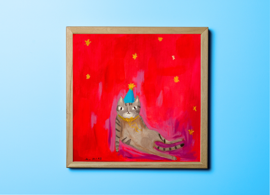 Cat party - Acryl/Öl 40x40 cm