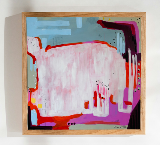 Take a Walk – Original Acrylic Painting 60x60 cm in Pink, Red & Pink | Alina Hahn