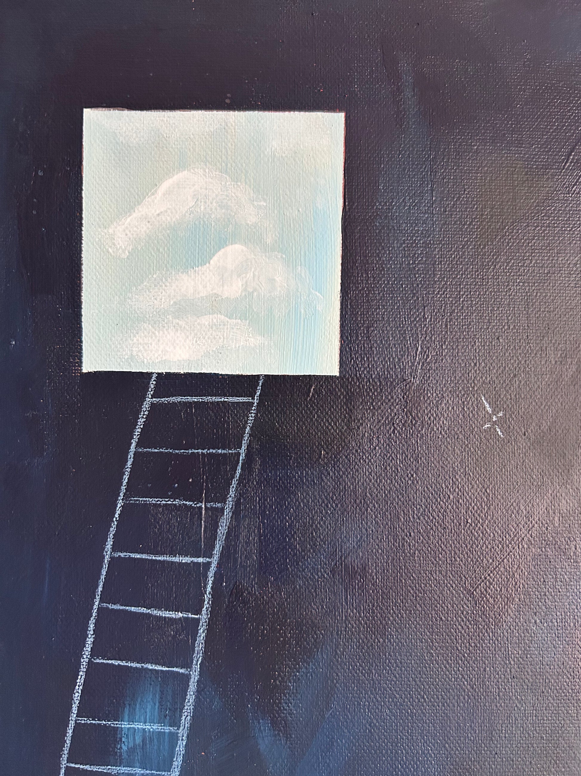 Original Acrylgemälde Bye – Himmel & Wolken, Midcentury, 30x30 cm – Alina Hahn, Studio Hahn – Ansicht 2