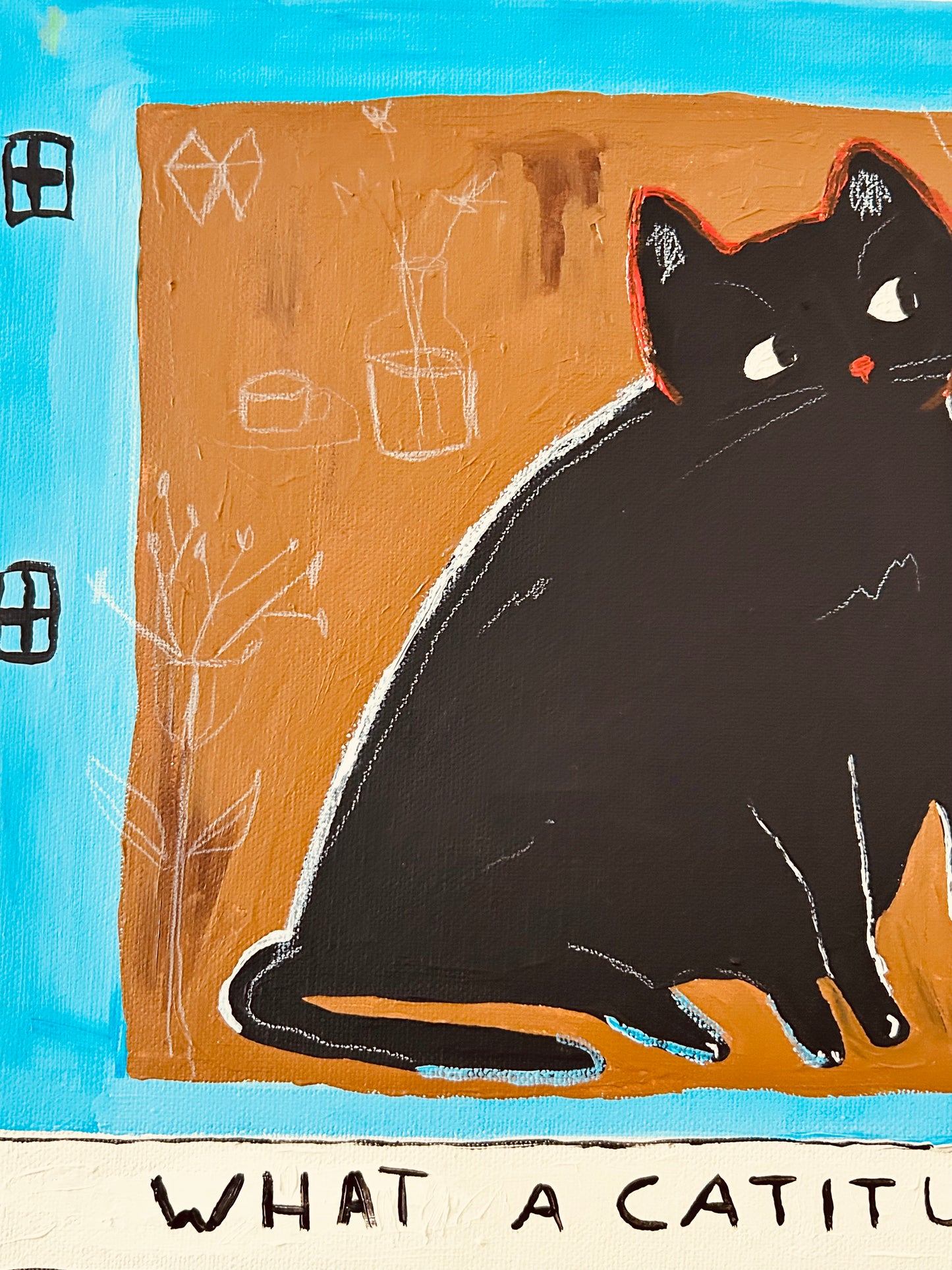 Original Acrylgemälde Catitude – abstrakte Katze, 30x30 cm – Alina Hahn, Studio Hahn – Ansicht 3
