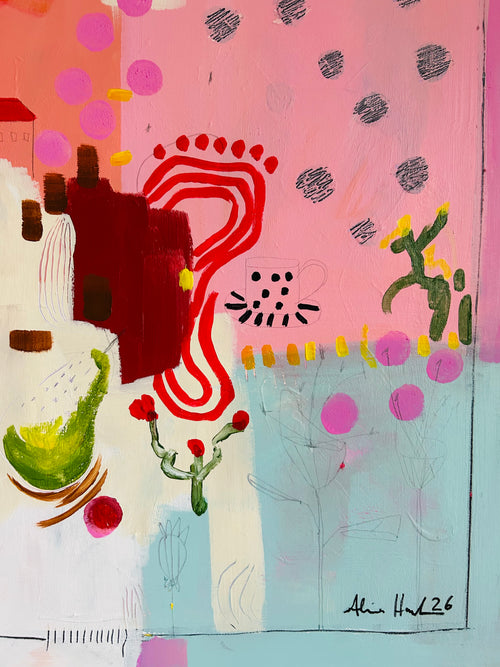 Alina Hahn - Großes original abstraktes Öl/ Acryl Gemälde Garden in August