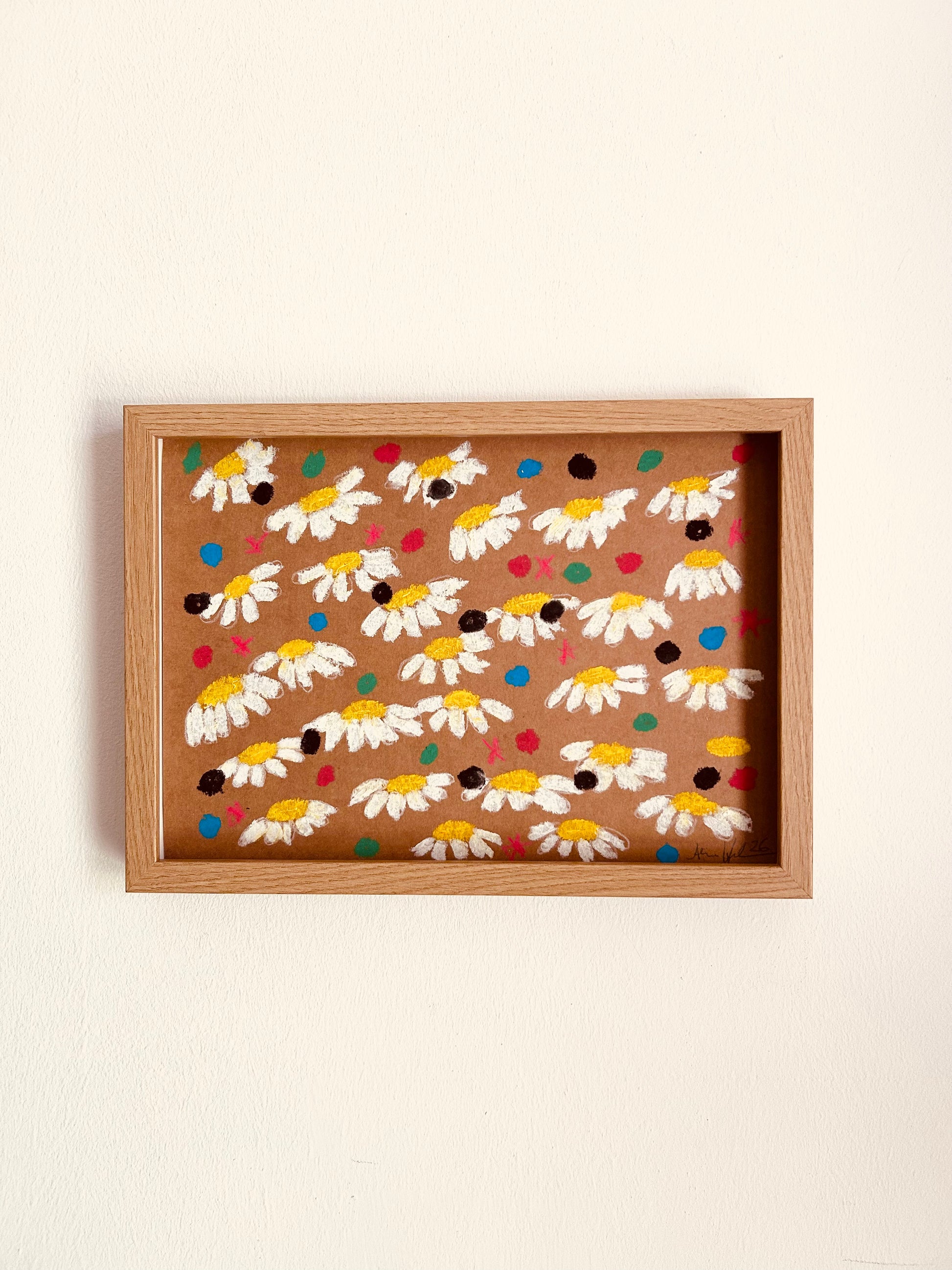 Original Ölpastell-Illustration Lucky Garden – Blumen, 29,5x21 cm – Alina Hahn, Studio Hahn – Ansicht 2