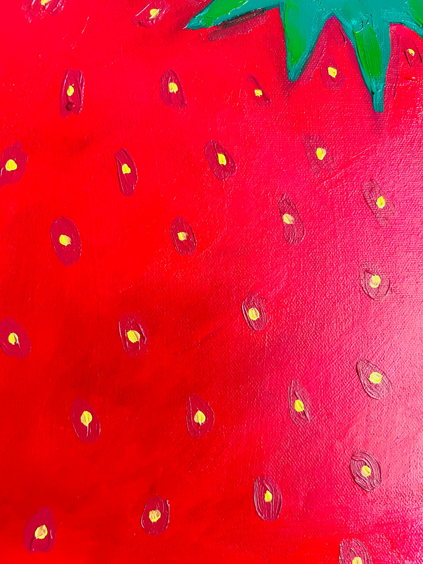 Original Acrylgemälde Strawberry – Erdbeere, Stillleben, 30x30 cm – Alina Hahn, Studio Hahn – Ansicht 5