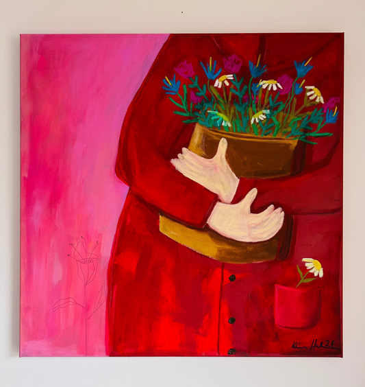 Coming Home – Original Acrylgemälde 70x70 cm in Pink & Rot | Studio Hahn