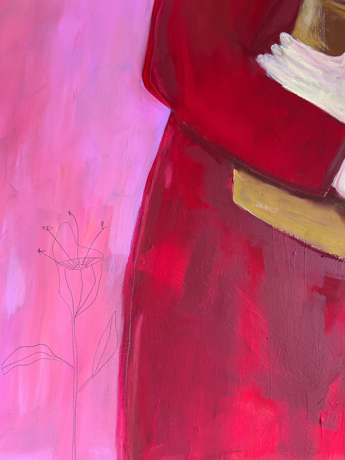 Coming Home – Original Acrylgemälde 70x70 cm in Pink & Rot | Studio Hahn