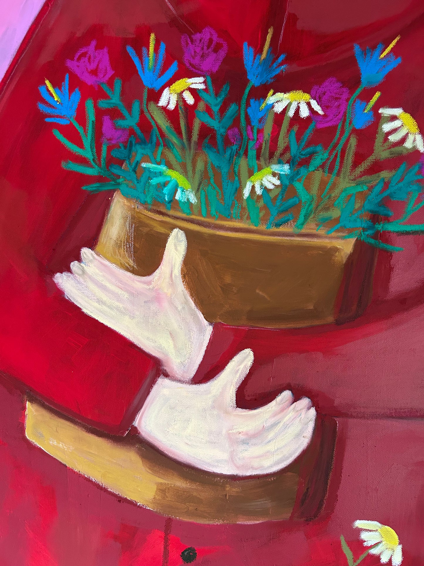 Coming Home – Original Acrylgemälde 70x70 cm in Pink & Rot | Studio Hahn