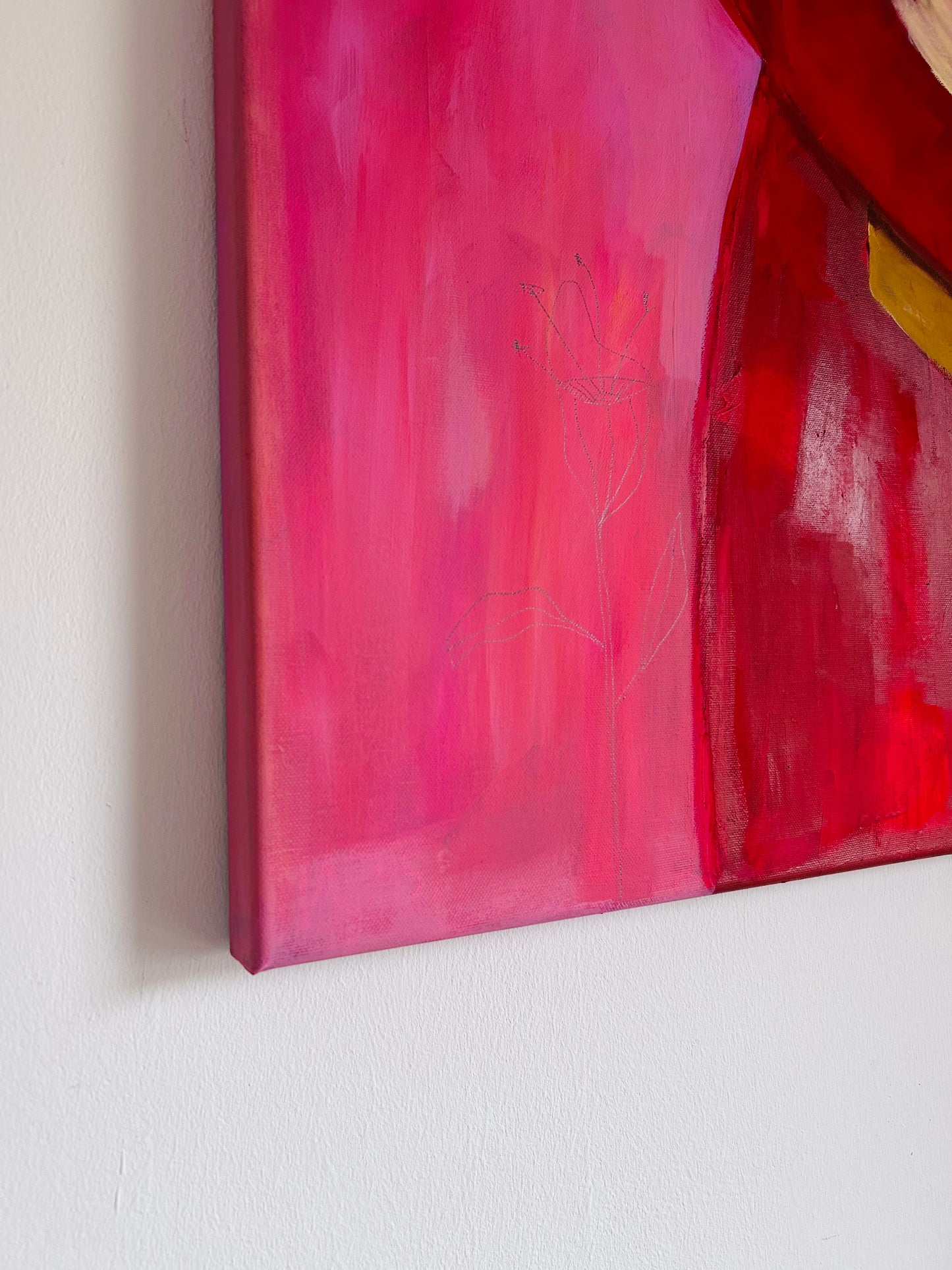 Coming Home – Original Acrylgemälde 70x70 cm in Pink & Rot | Studio Hahn