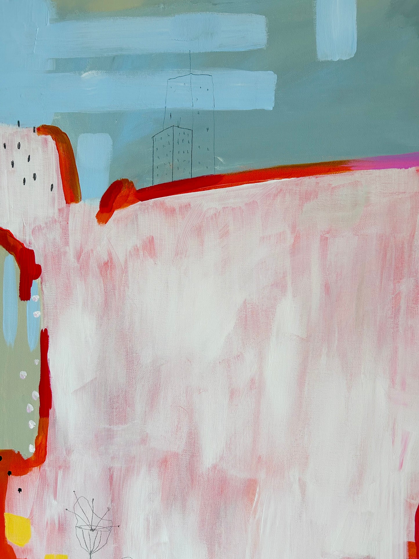 Original Acrylgemälde Take a Walk – abstrakt in Rosa, Rot & Pink, 60x60 cm – Alina Hahn, Studio Hahn – Ansicht 4
