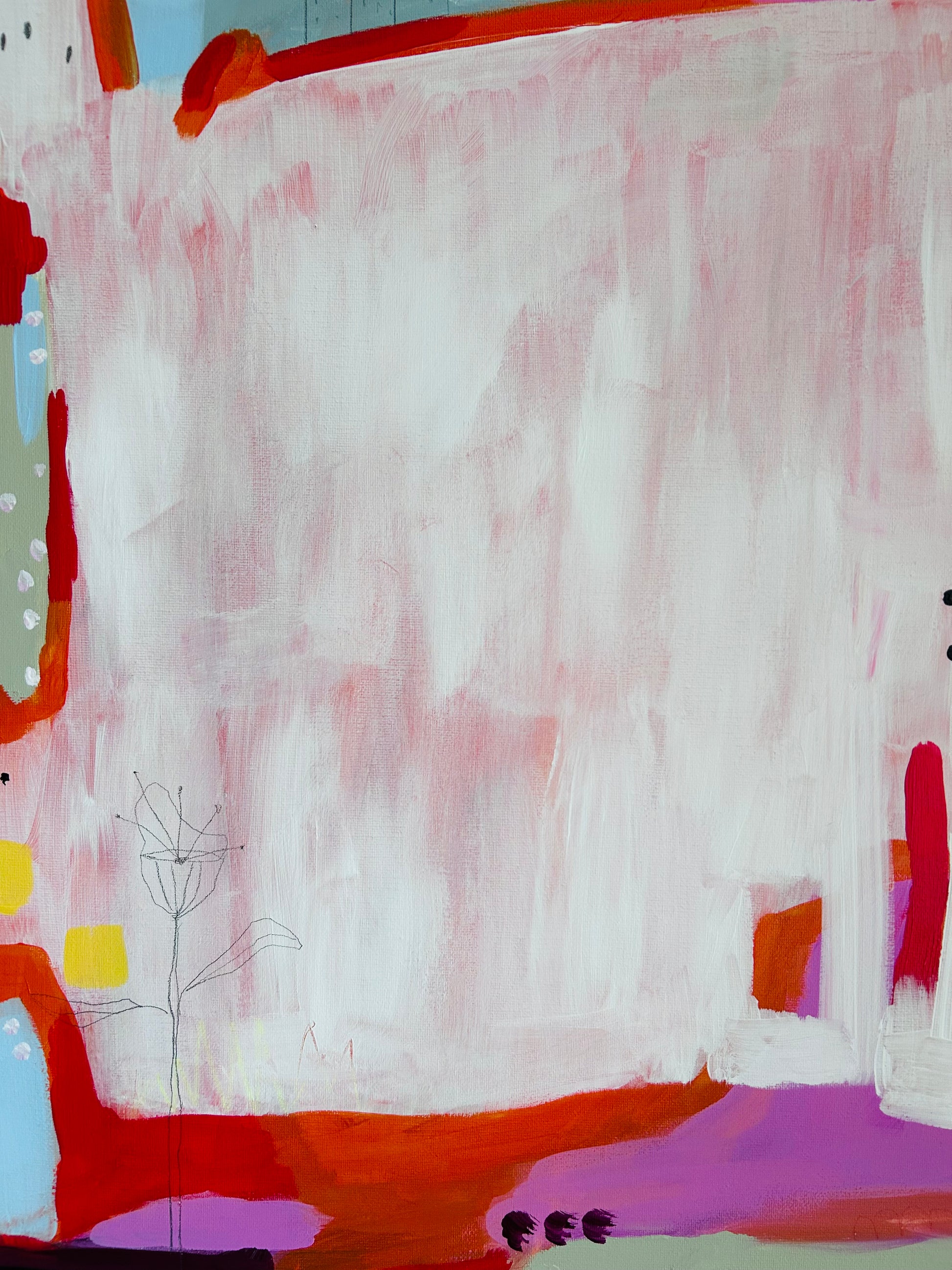 Original Acrylgemälde Take a Walk – abstrakt in Rosa, Rot & Pink, 60x60 cm – Alina Hahn, Studio Hahn – Ansicht 5
