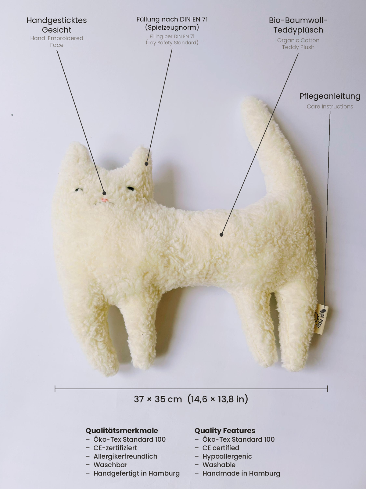 Plush Toy Cat Viti - made from organic cotton